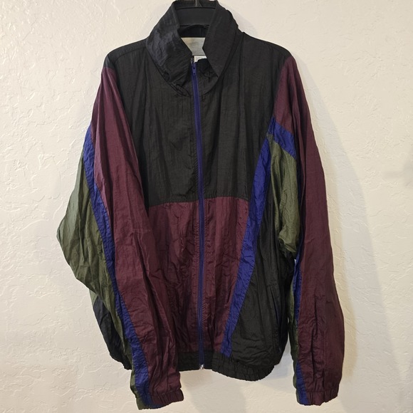 Trespass Nylon Windbreaker Jacket Mens Adult 1T Full Zip Colorblock 80's Lined - Picture 2 of 10
